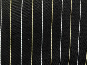 VF234-41 Idiom Pinstripe - Italian Yellow and White Stripes on a Fluid Black Rayon Twill Fabric