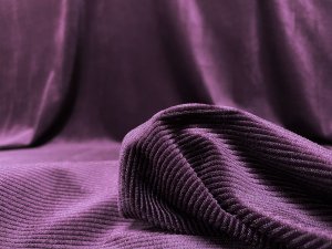 VF235-09 Europa Plush - Plum Ribbed Stretch Velvet in Imitation Corduroy Style Fabric
