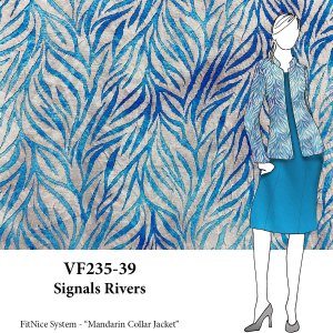 VF235-39 Signals Rivers - Textured Turquoise and Grey Knit Fabric