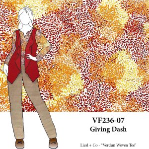 VF236-07 Giving Dash - Sienna and Ginger Splatter Print on Rayon Challis Fabric