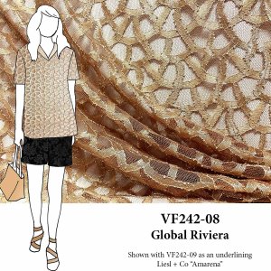 VF242-08 Global Riviera - Champagne Ribbon-lace Mesh Fabric