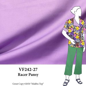 VF242-27 Racer Pansy - Lavender Cotton Broadcloth Fabric