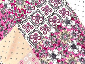 VF243-01 Honeybee Diamonds - Pink and Cream Floral Print DTY Knit Fabric