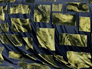 VF245-16 Alchemy Tiles - Olive & Black Burnout Velvet Fabric