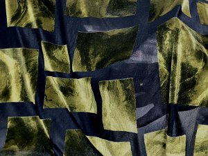 VF245-16 Alchemy Tiles - Olive & Black Burnout Velvet Fabric