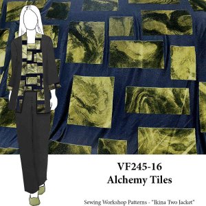 VF245-16 Alchemy Tiles - Olive & Black Burnout Velvet Fabric