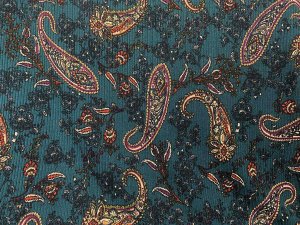 VF246-26 Kin Seismic - Teal Paisley Lightweight Rib Knit Fabric
