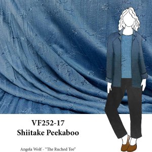 VF252-17 Shiitake Peekaboo - Pale Teal Eyelet Crinkled Polyester Knit Fabric