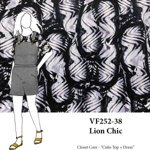 VF252-38 Lion Chic - Grey-Black Abstract Rayon Challis Fabric