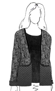 VF254-45 Roman Twinkle - Black Quilted Poly-Cotton Double-knit Fabric with Silver Accents