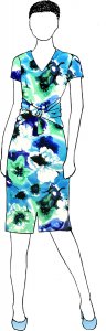 VF214-07 Fizz Dynamic - Bold Stylized Floral Liverpool Crepe Knit in Blues and Jade Fabric