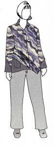 VF215-24 Quake Waves Designer Combed Cotton Shirting with Grey-Purple-Black Large Print Fabric by Tori Richards