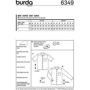 Burda 6349 - Men's Shirt with Collar Sewing Pattern
