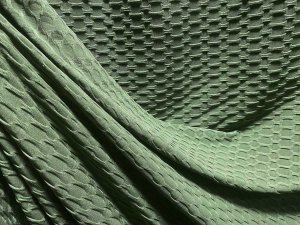 Honeycomb Knit - Solid Green Textured Knit Fabric