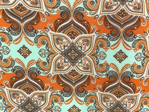 Pop Prints - Orange and Aqua Polyester Crepe Print Fabric