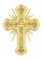 Wholesale Iron-on Applique - Budded Latin Cross with Rays #19698 - Gold Metallic,  3.5" x 2.5", 25pcs