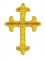 Wholesale Iron-on Applique - Fleury Latin Cross #17864 - Gold Metallic, 1.875" x 1.375", 25pcs