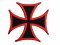 Iron-on Applique - Cross Pattée #9202 - Red Black,  3" x 3"