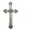 Iron-on Applique - Budded Latin Cross #15706 - Silver Metallic, 2.25" x 1.25"