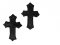 Iron-on Applique - 2 Mini Satin Cross #511378 - Black, .75" x 1.25"