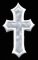 Wholesale Iron-on Applique - Small Satin Cross #511379 - White, 2.5" x 1.5", 25pcs