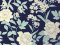 VF214-18 Absinthe Chill - Mellow Ivory Flowers and Watchet Stems on Navy Crinkled Rayon Fabric