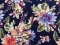 VF221-38 Mystique Fiori - Stylized Flowers on Midnight Navy Rayon Challis Fabric