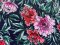 VF225-24 Michael Blossoms - Raspberry and Pomegranate Floral Print on Dark Navy Cotton Jersey Fabric