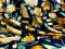 VF234-40 Idiom Botanic - Yellow and Gold Floral Print on Black Rayon Challis Fabric from Telio