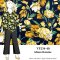VF234-40 Idiom Botanic - Yellow and Gold Floral Print on Black Rayon Challis Fabric from Telio