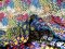 VF254-15 Build Meadow - Colorful Floral Poly Chiffon Fabric with Satin Dots on Dark Navy